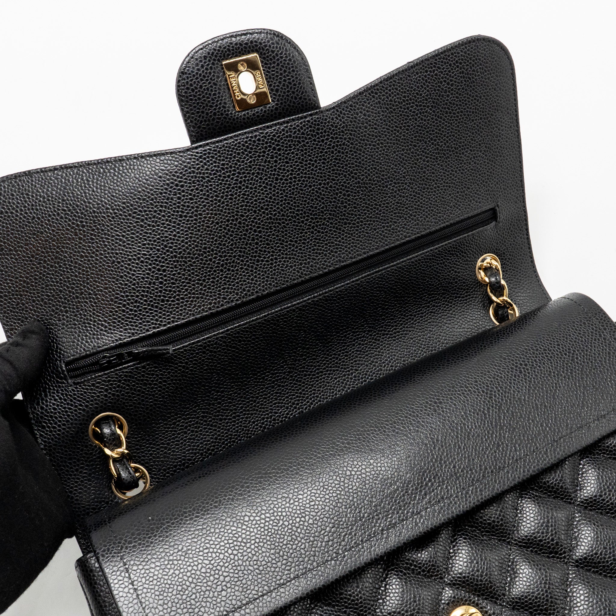 CHANEL JUMBO CLASSIC DOUBLE FLAP BAG CAVIAR BLACK GHW
