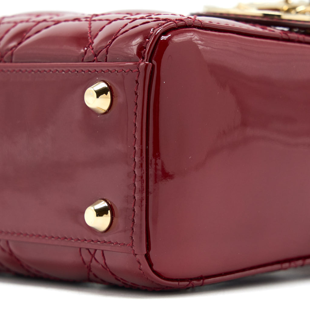 DIOR MINI LADY DIOR PATENT RED LGHW