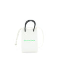 BALENCIAGA MINI SHOPPING PHONE POUCH WHITE SHW