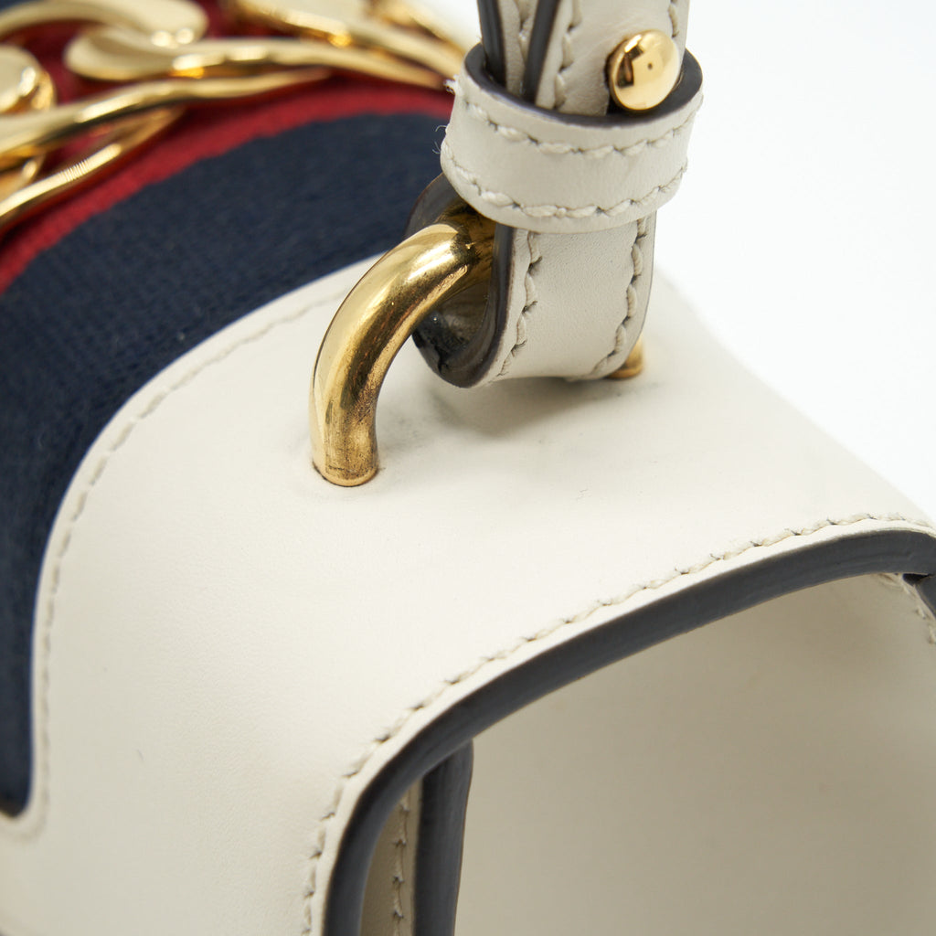 GUCCI MINI TOP HANDLE SYLVIE BAG WHITE GHW