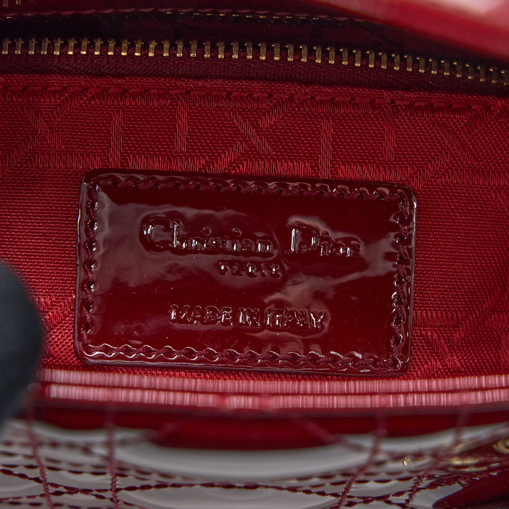 DIOR MINI LADY DIOR PATENT RED LGHW