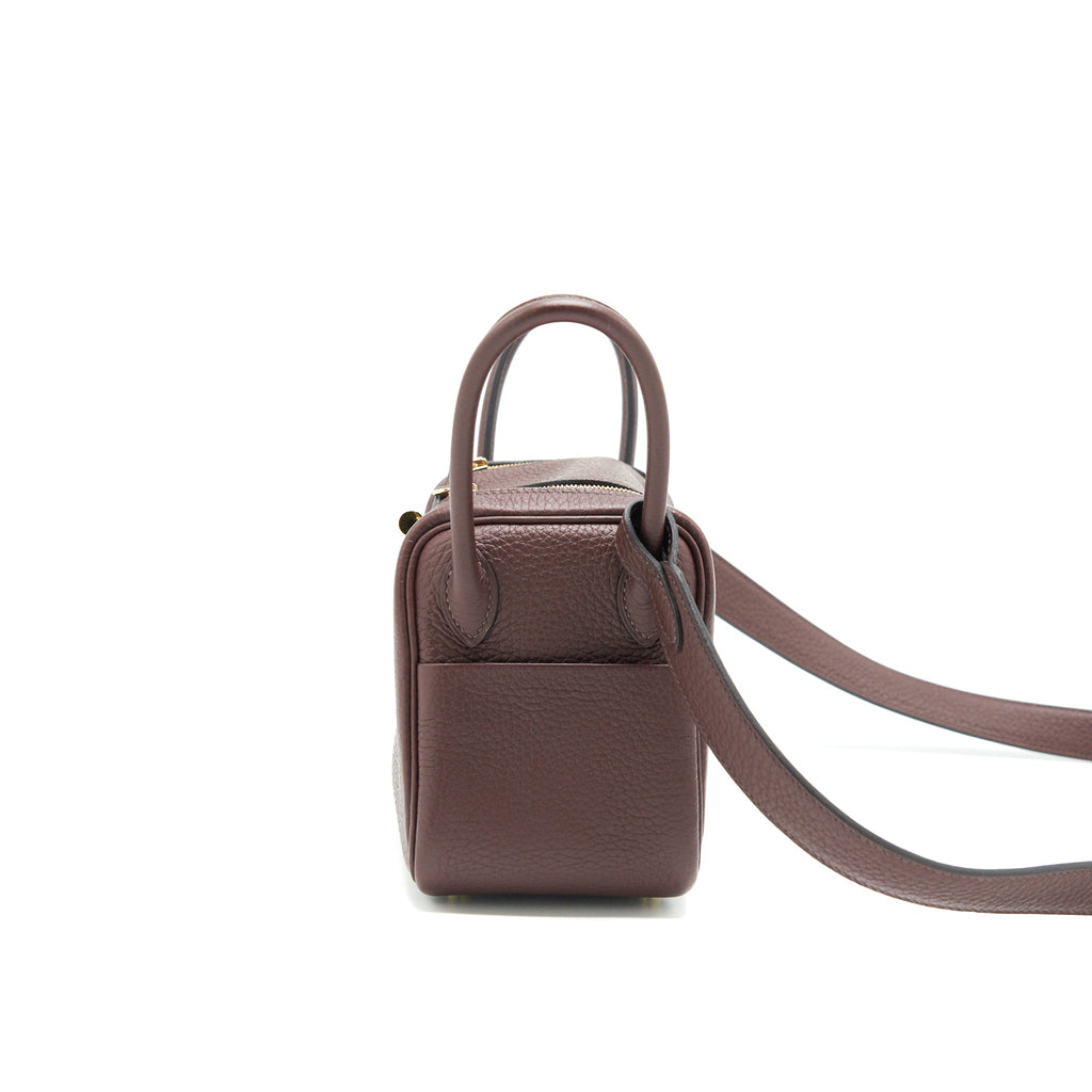 HERMES MINI LINDY 41 HAVANA GHW
