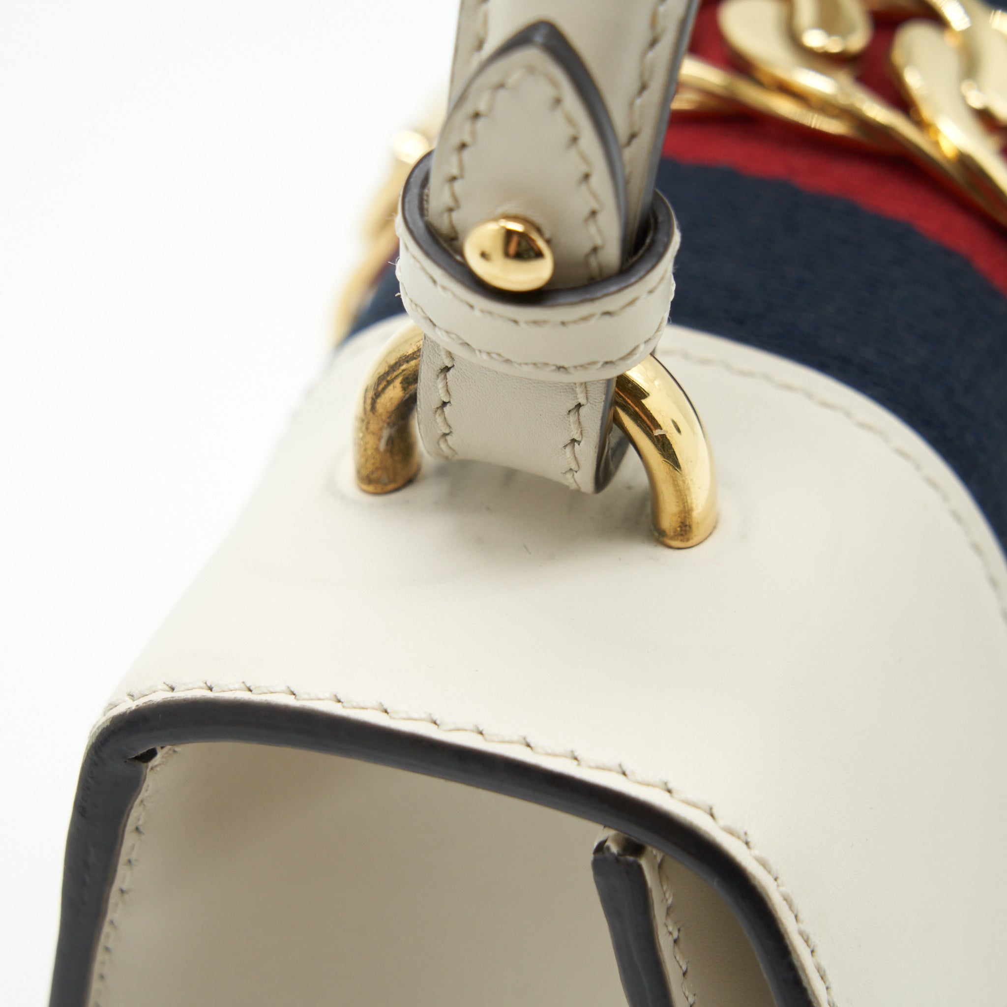 GUCCI MINI TOP HANDLE SYLVIE BAG WHITE GHW