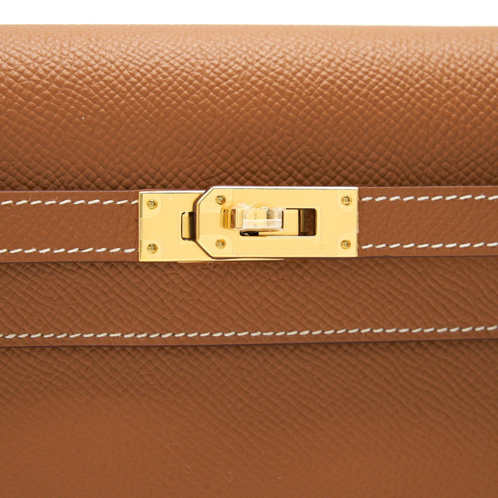 HERMES CLASSIC KELLY TO GO GOLD WITH GHW EPSOM LEATHER