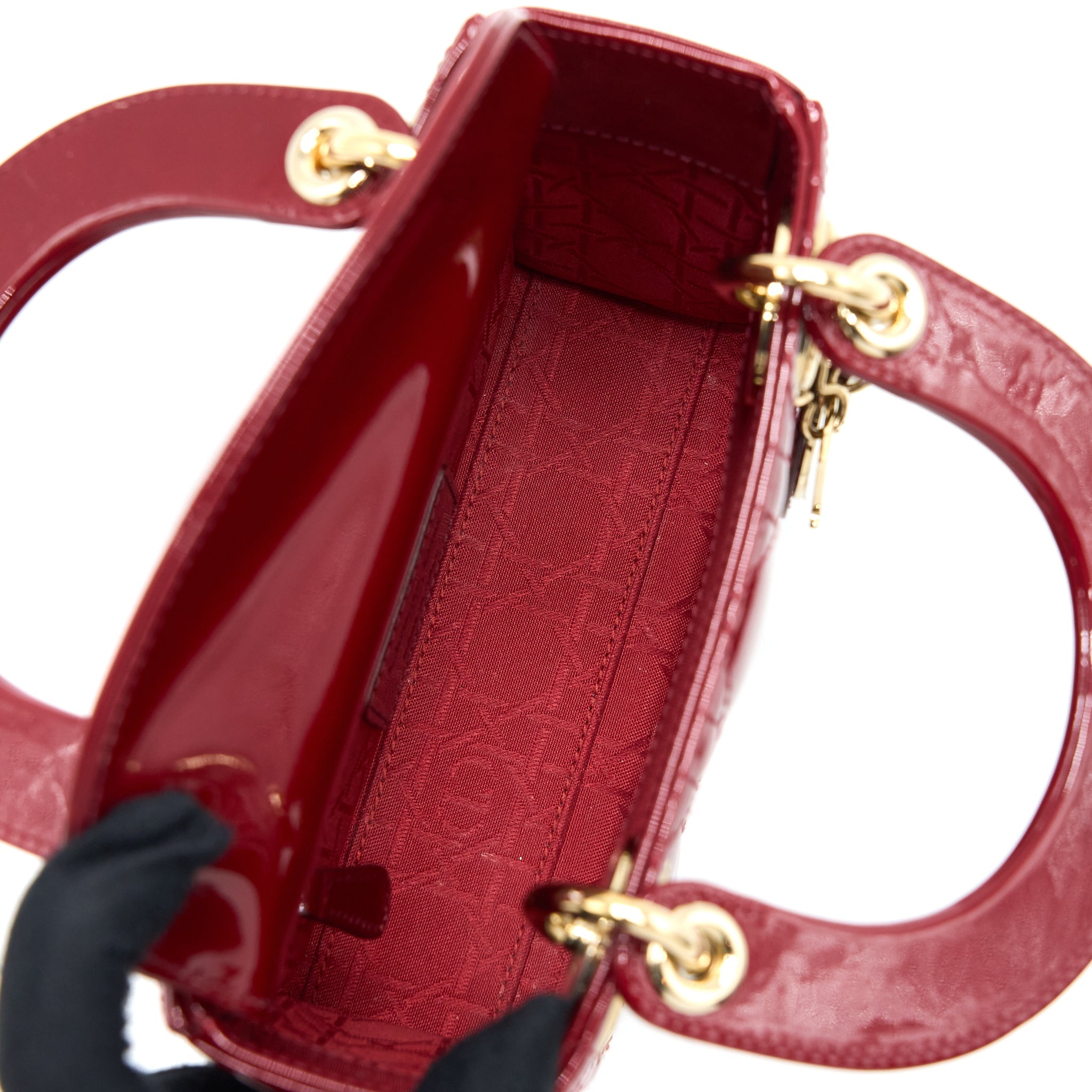 DIOR MINI LADY DIOR PATENT RED LGHW