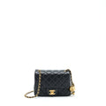 CHANEL PEARL CRUSH MINI SQUARE LAMBSKIN BLACK BRUSHED GHW (MICROCHIP)