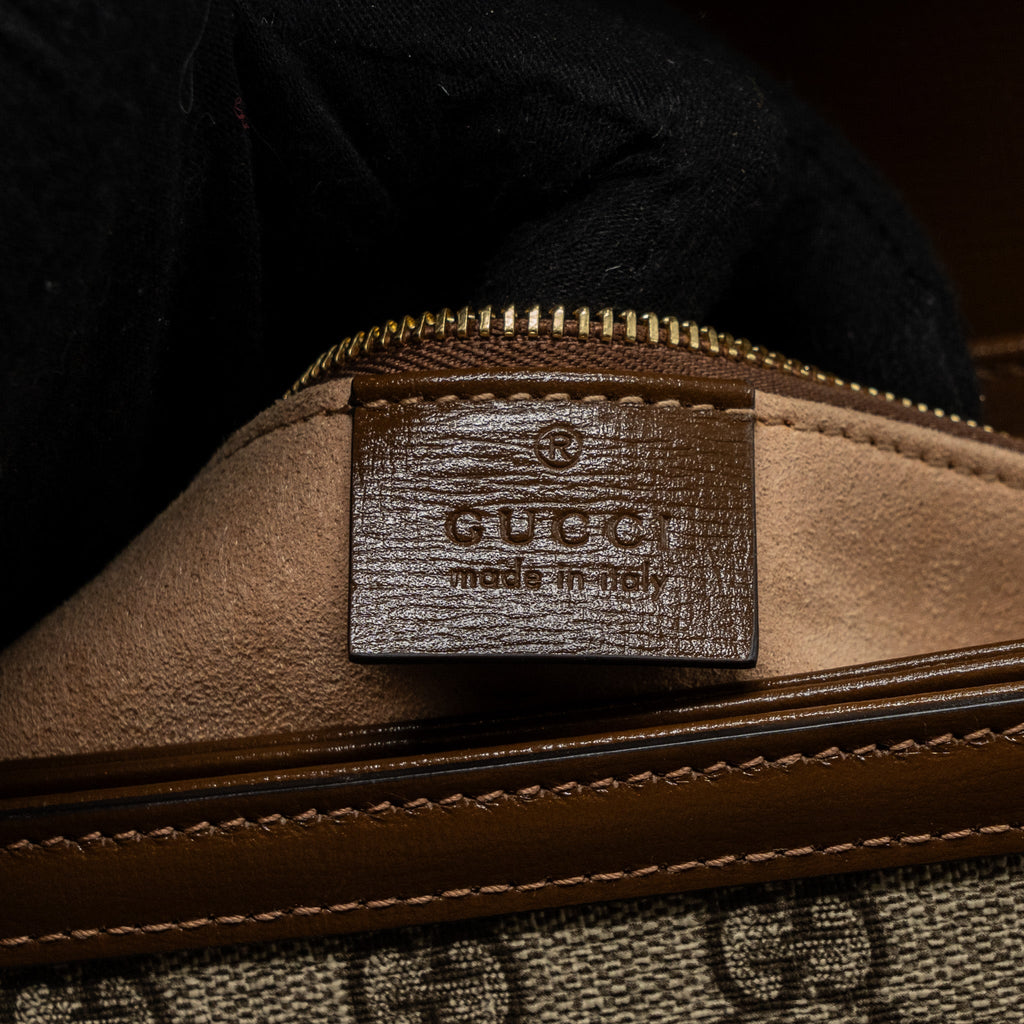 GUCCI HORSEBIT 1955 SHOULDER BAG GG SUPREME CANVAS/ LEATHER BROWN GHW