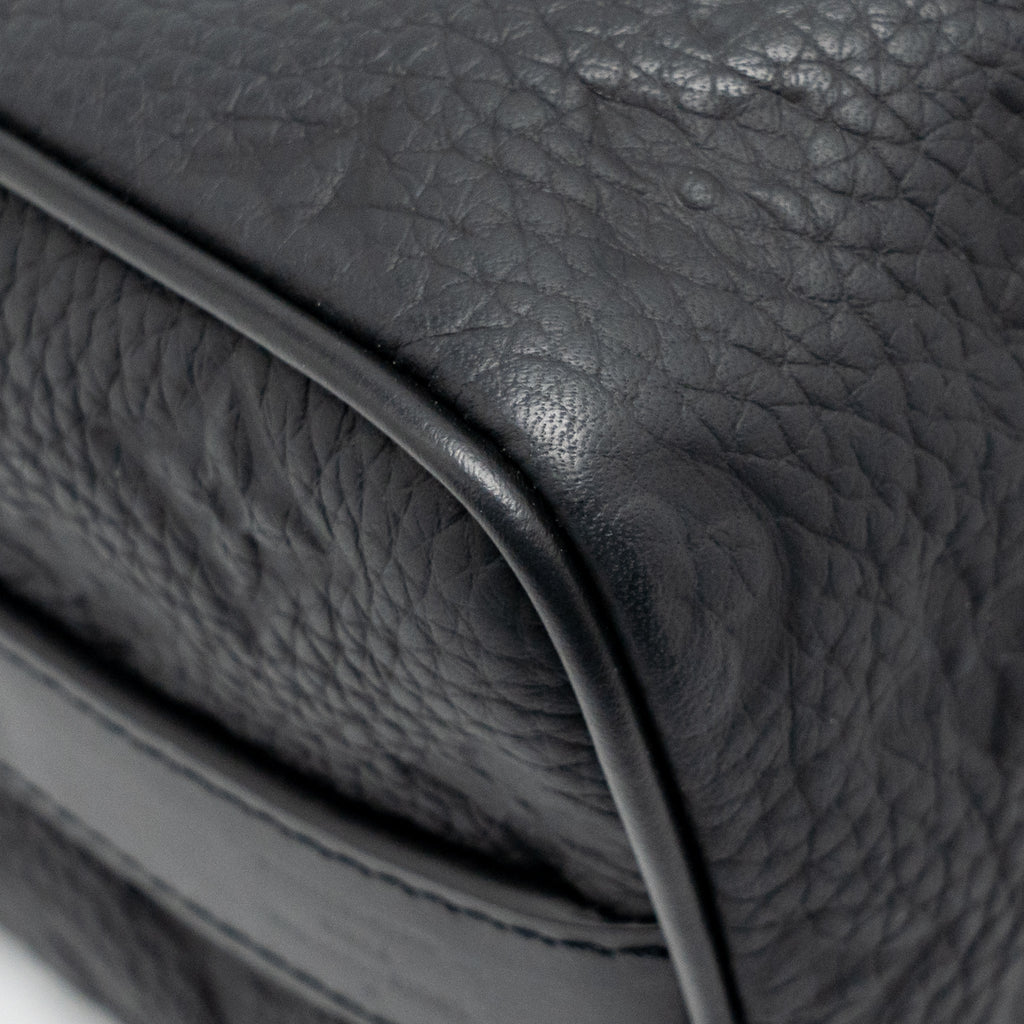 LOUIS VUITTON KEEPALL BANDOULIERE 25 MONOGRAM TAURILLON LEATHER BLACK WITH BLACK HARDWARE