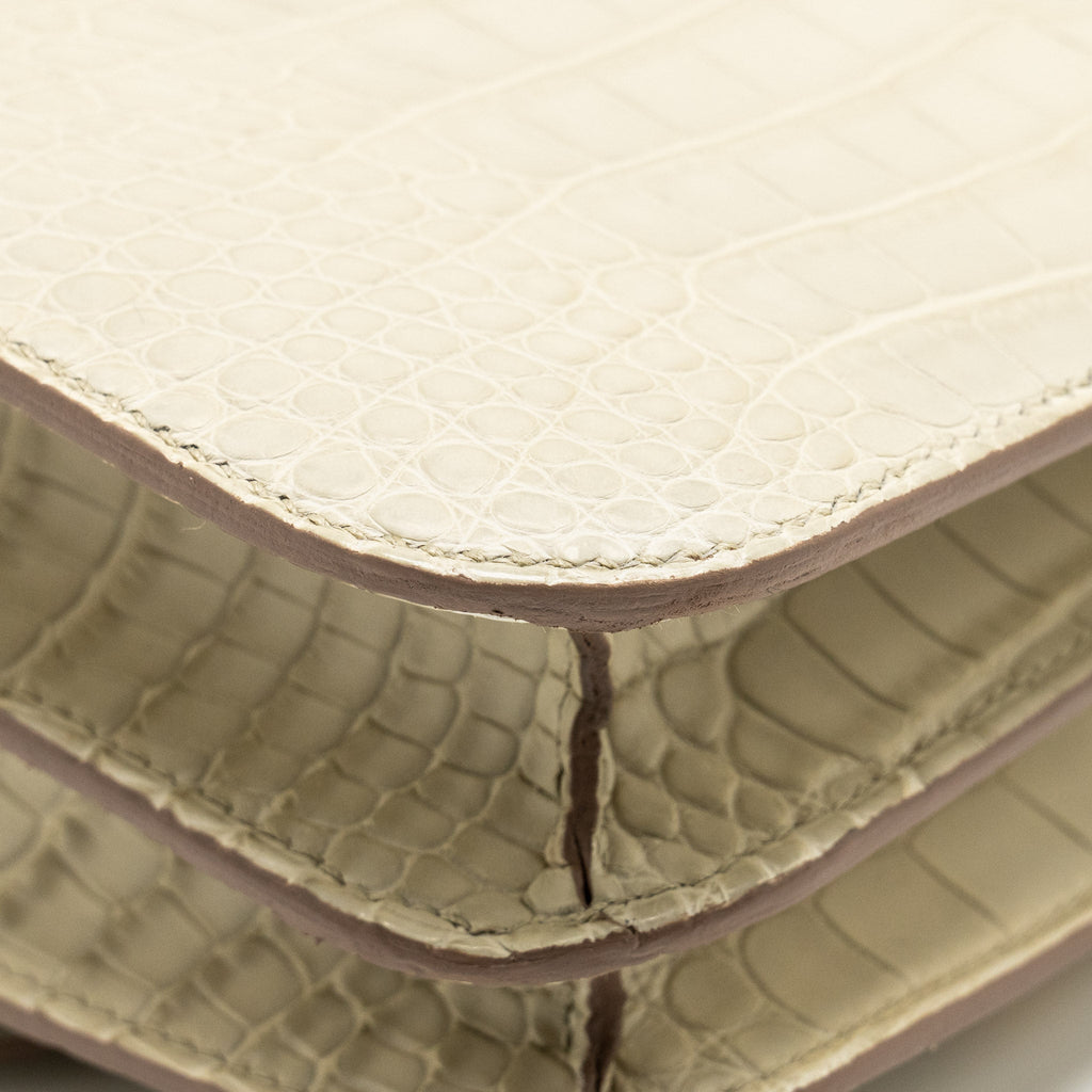 HERMES MINI CONSTANCE ALLIGATOR MISSISSIPPIENSIS MAT BETON GHW