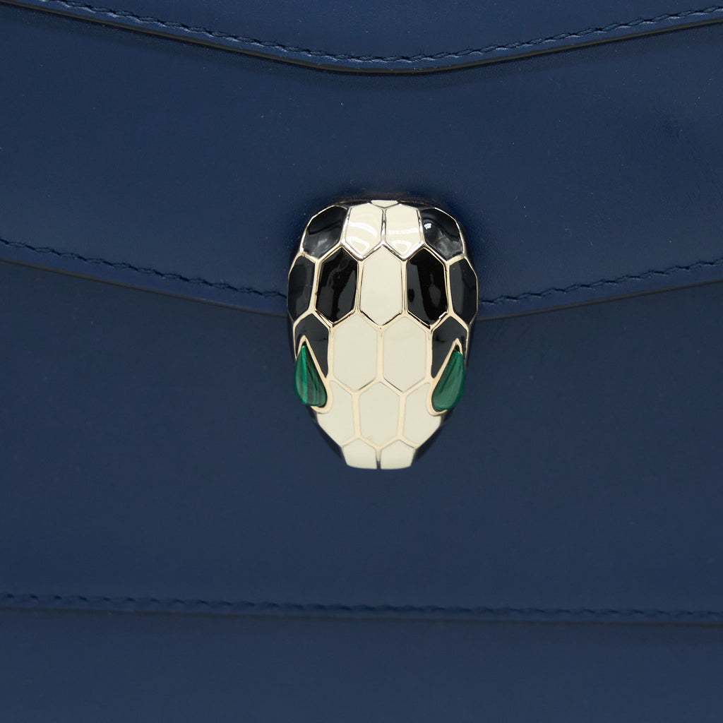 BVLGARI SERPENTI FOREVER TOP HANDLE BAG CALFSKIN DARK BLUE LGHW