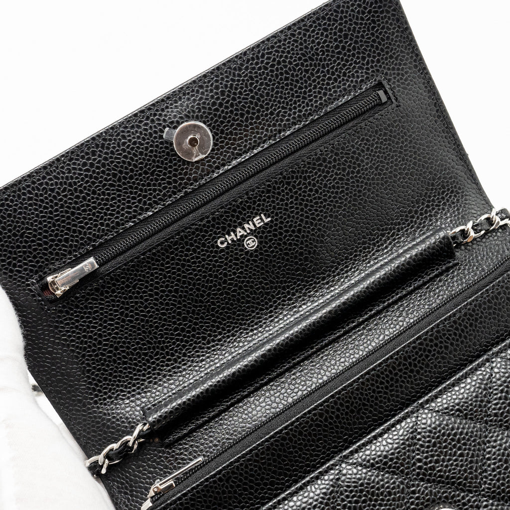 CHANEL CLASSIC WALLET ON CHAIN CAVIAR BLACK SHW (MICROCHIP)