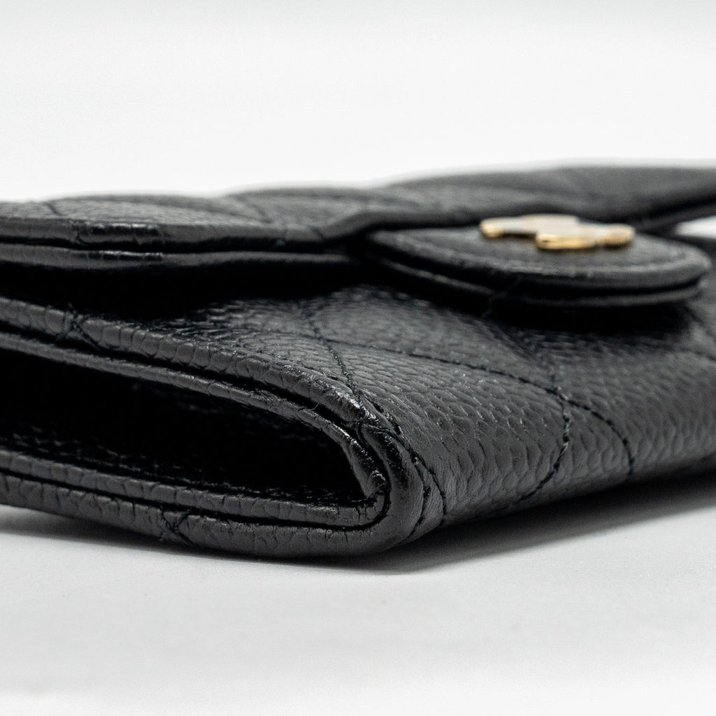 CHANEL CLASSIC FLAP CARD HOLDER CAVIAR BLACK GHW (MICROCHIP)