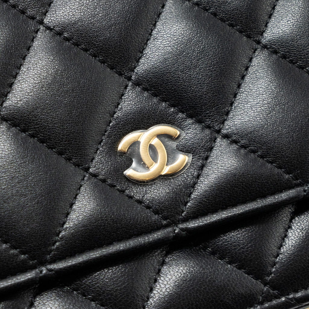 CHANEL CLASSIC WALLET ON CHAIN LAMBSKIN BLACK GHW