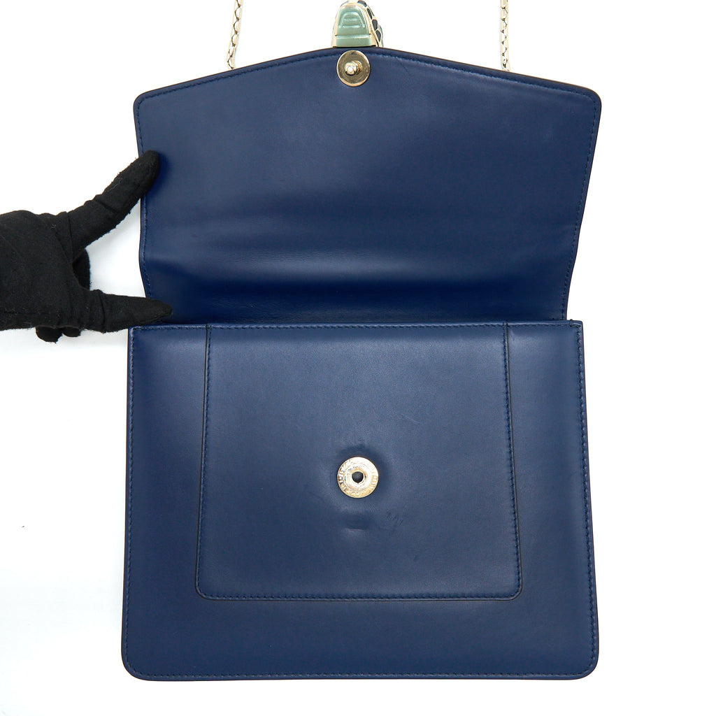 BVLGARI SERPENTI FOREVER TOP HANDLE BAG CALFSKIN DARK BLUE LGHW
