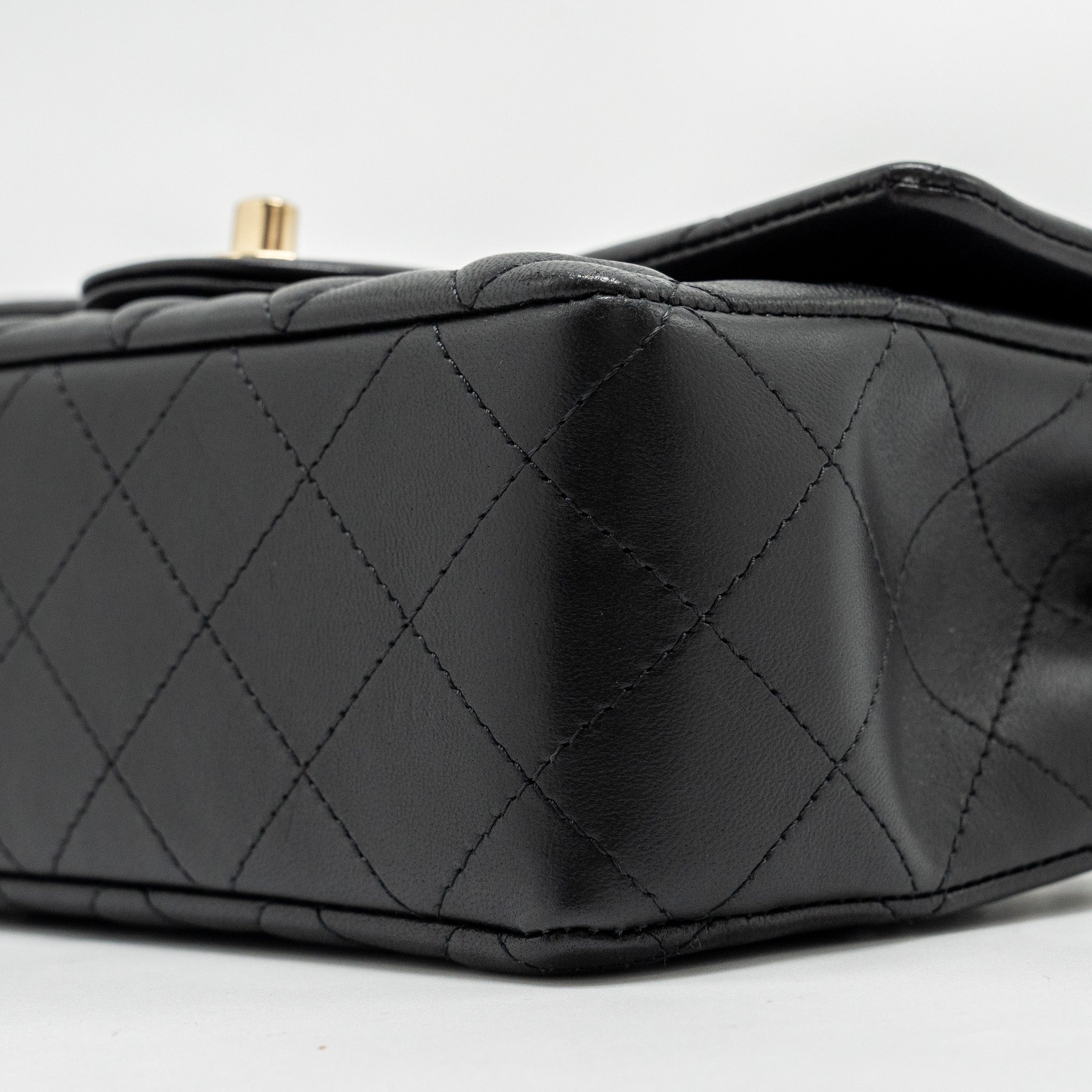 CHANEL MINI RECTANGULAR FLAP BAG LAMBSKIN BLACK LGHW (MICROCHIP)