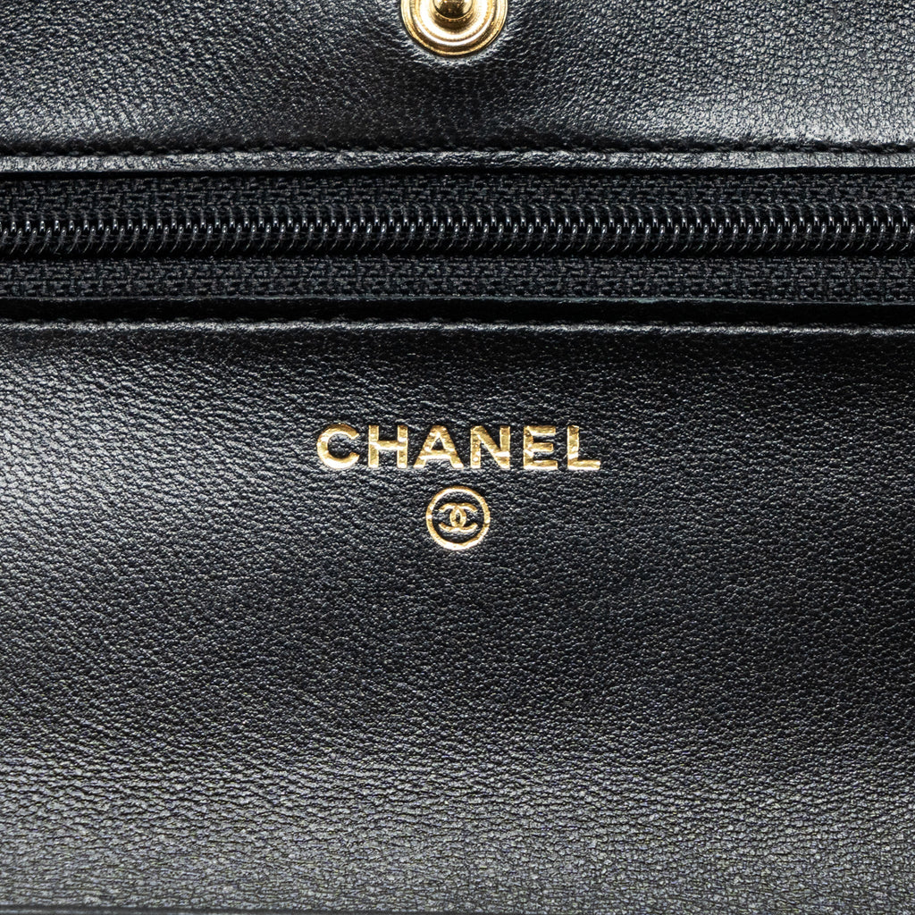 CHANEL CLASSIC WALLET ON CHAIN LAMBSKIN BLACK GHW