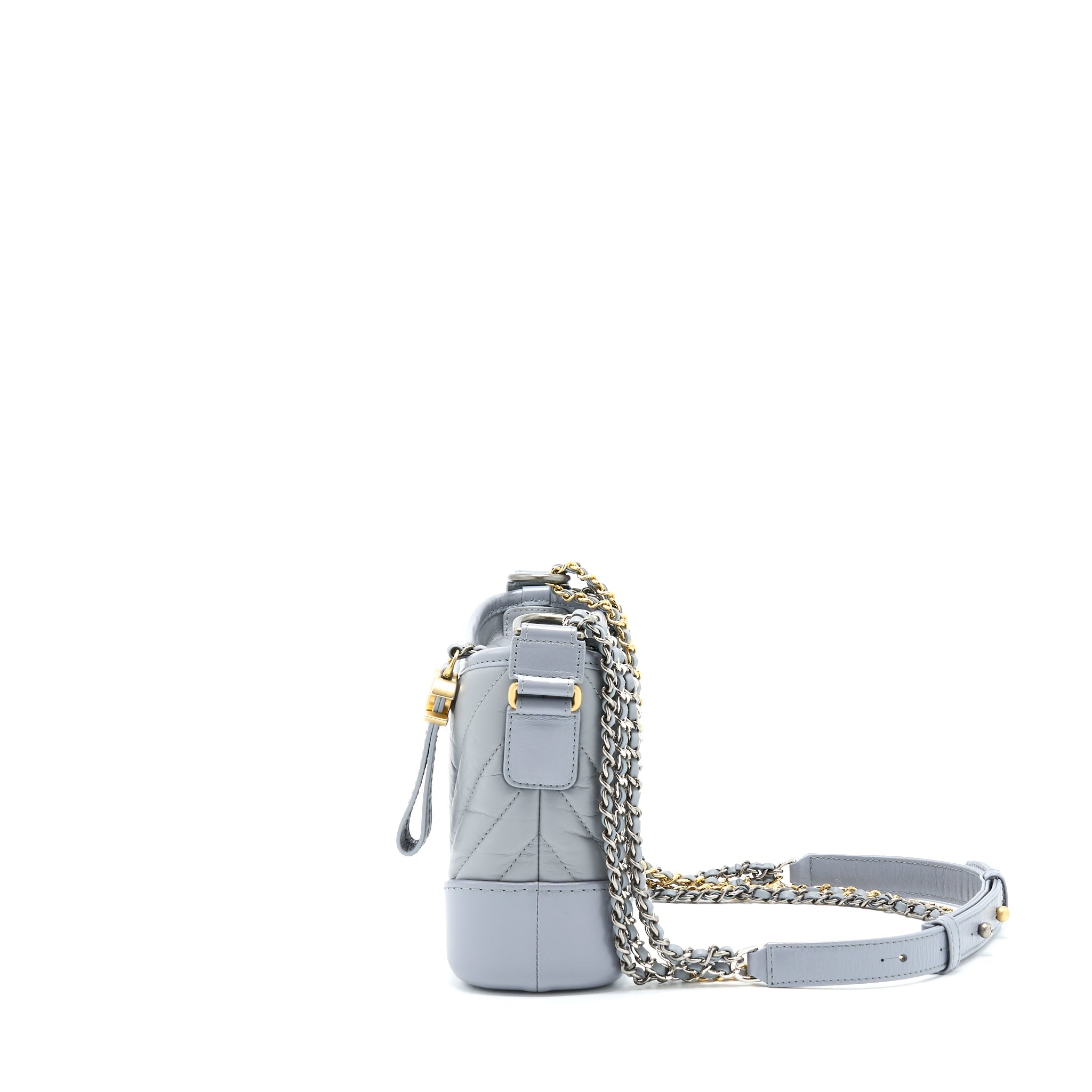 CHANEL CHEVRON SMALL GABRIELLE HOBO BAG AGED CALFSKIN GREY MULTICOLOUR HARDWARE