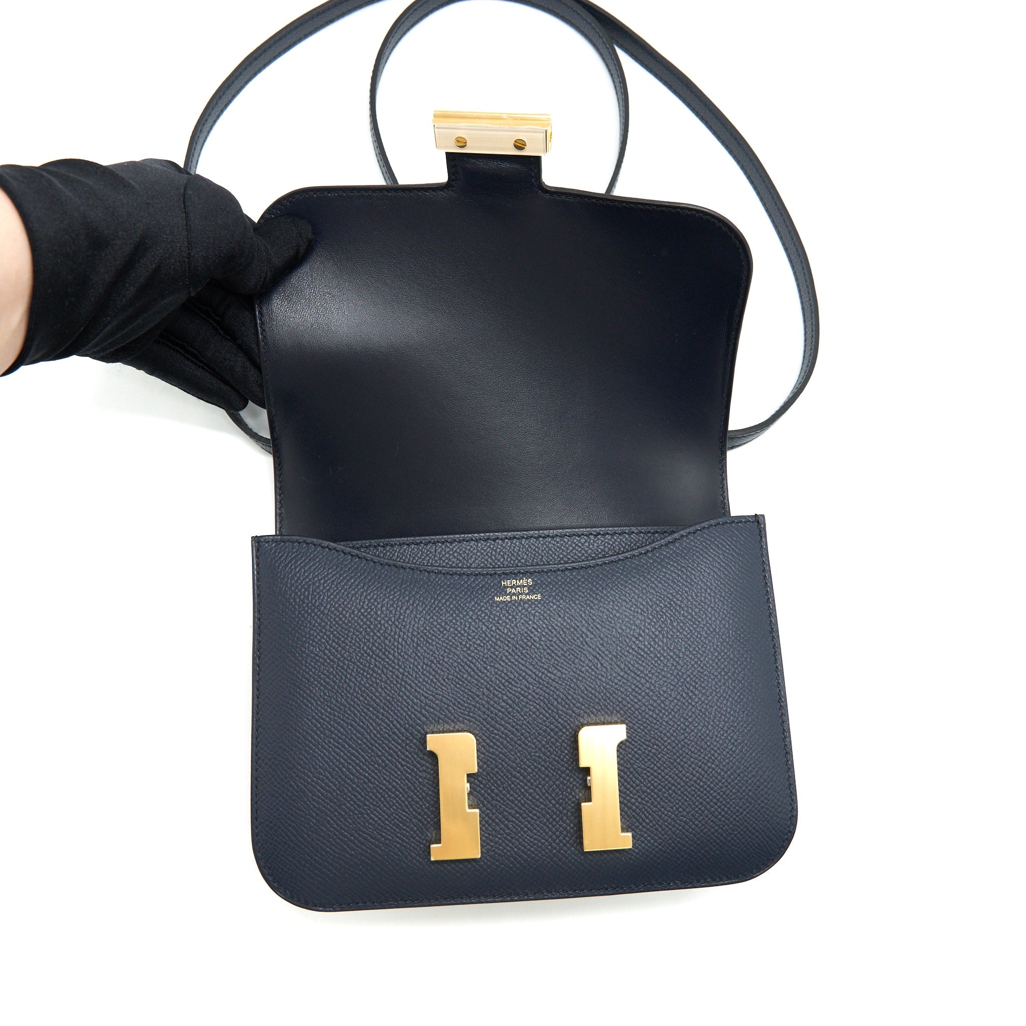 HERMES MINI CONSTANCE BLUE INDIGO GHW