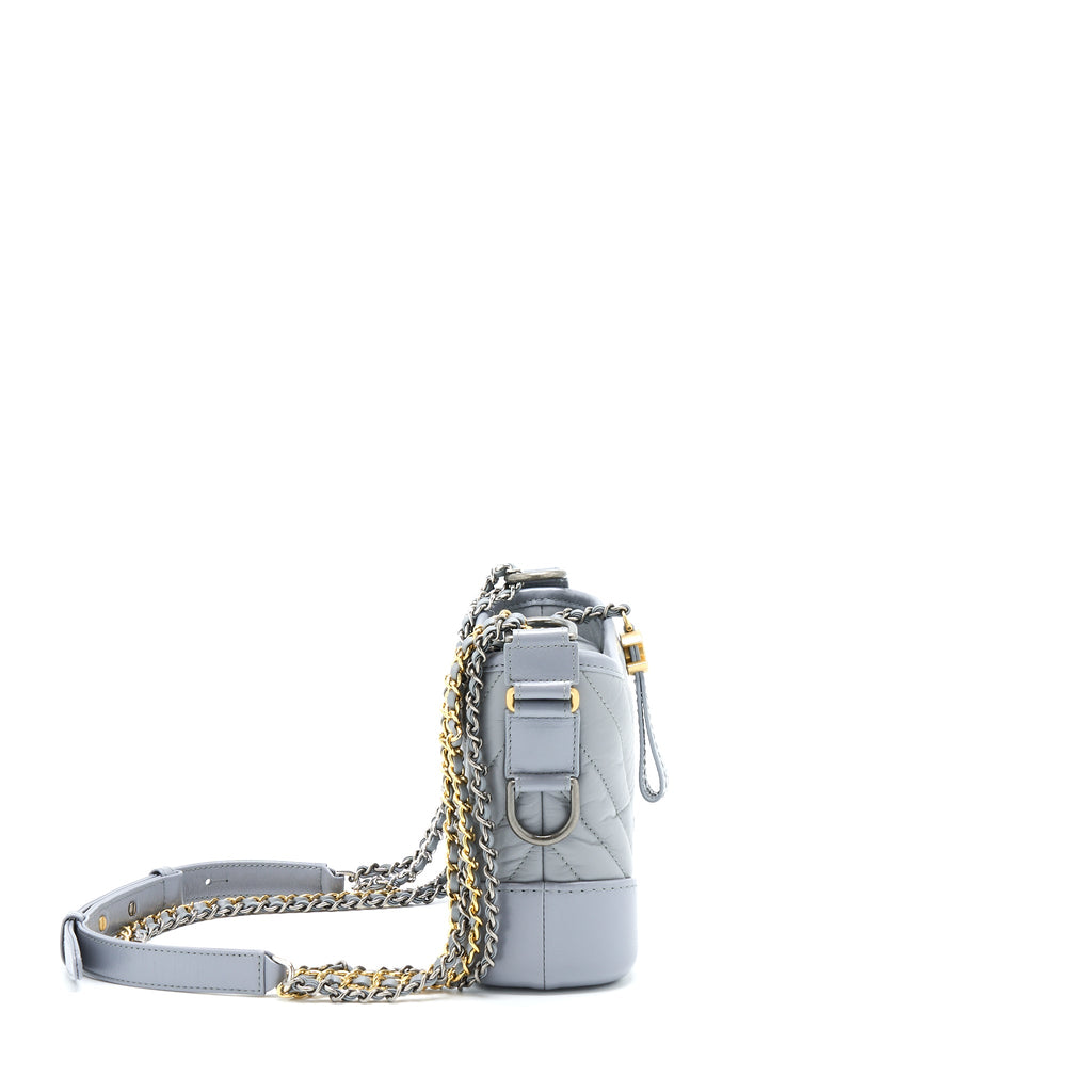 CHANEL CHEVRON SMALL GABRIELLE HOBO BAG AGED CALFSKIN GREY MULTICOLOUR HARDWARE