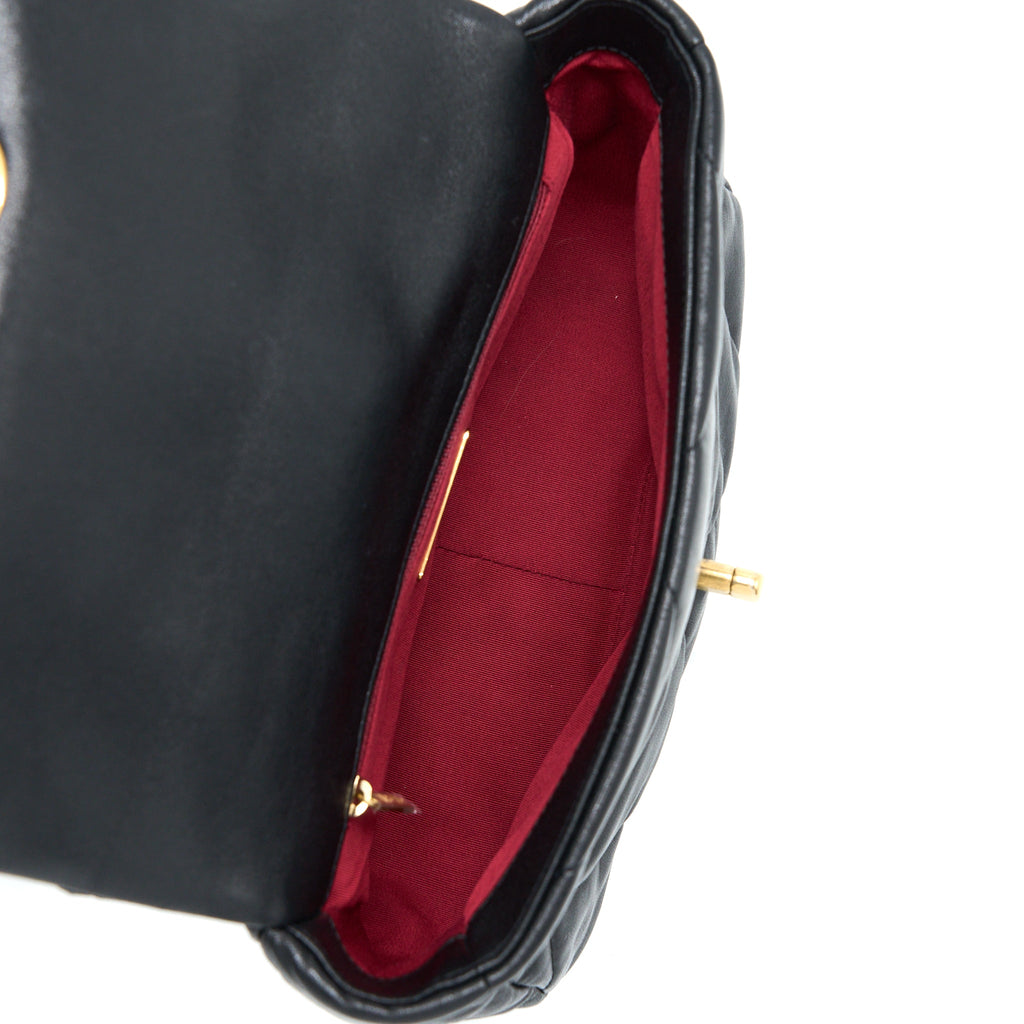 CHANEL SMALL 19 BAG GOATSKIN BLACK MULTICOLOUR HARDWARE
