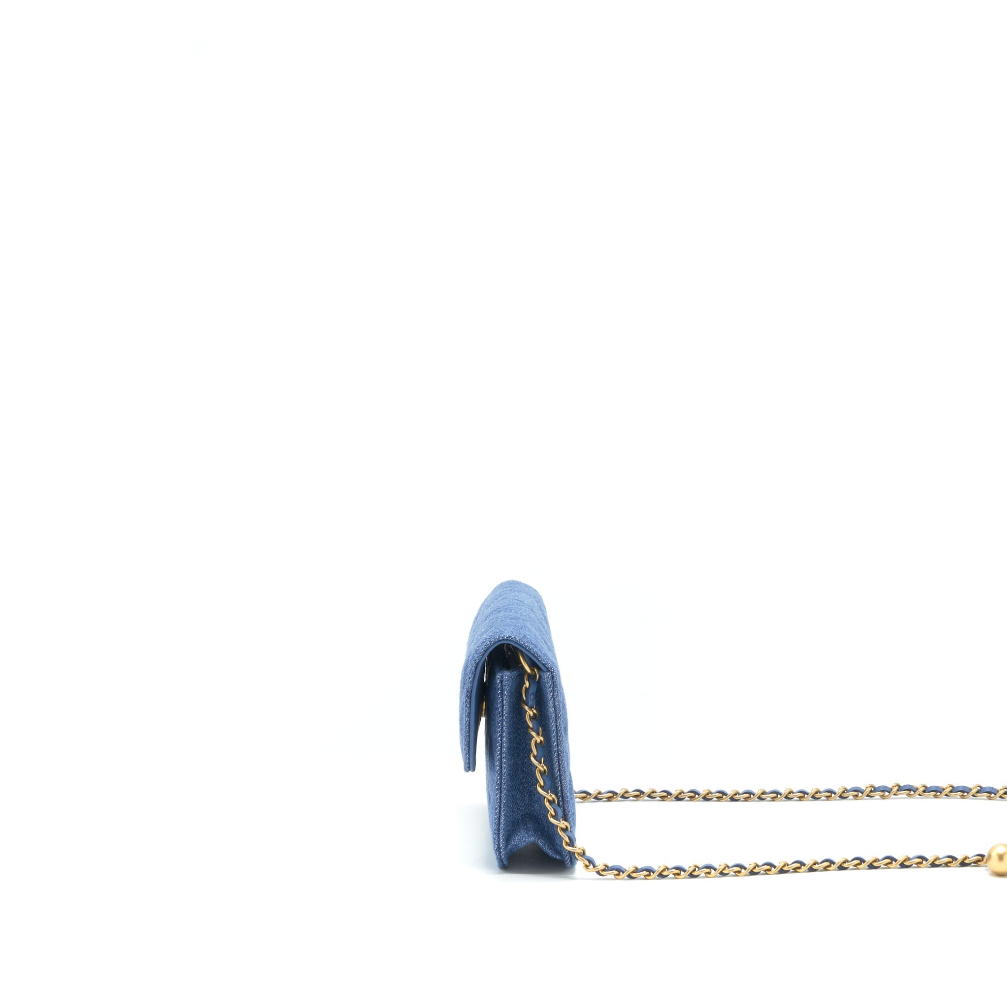 CHANEL PEARL CRUSH MINI FLAP BELT BAG DENIM GHW