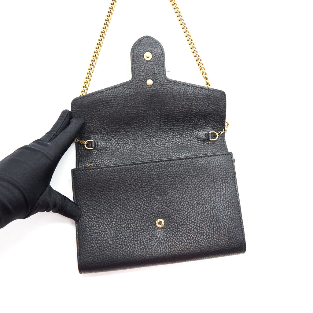 GUCCI GRAINED CALFSKIN GG LOGO WALLET ON CHAIN WITH GHW