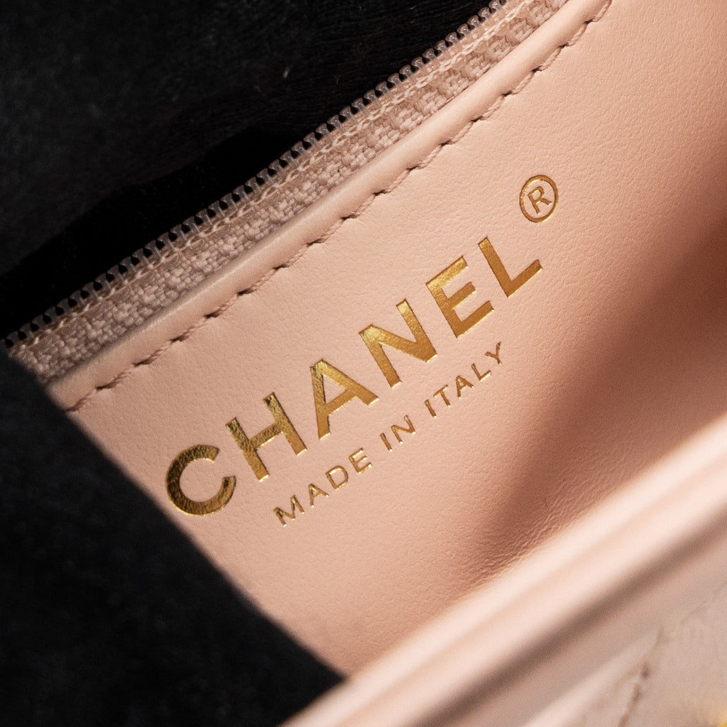 CHANEL 23K MINI SHOPPING BAG CALFSKIN LIGHT PINK  BRUSHED GHW(MICROCHIP)