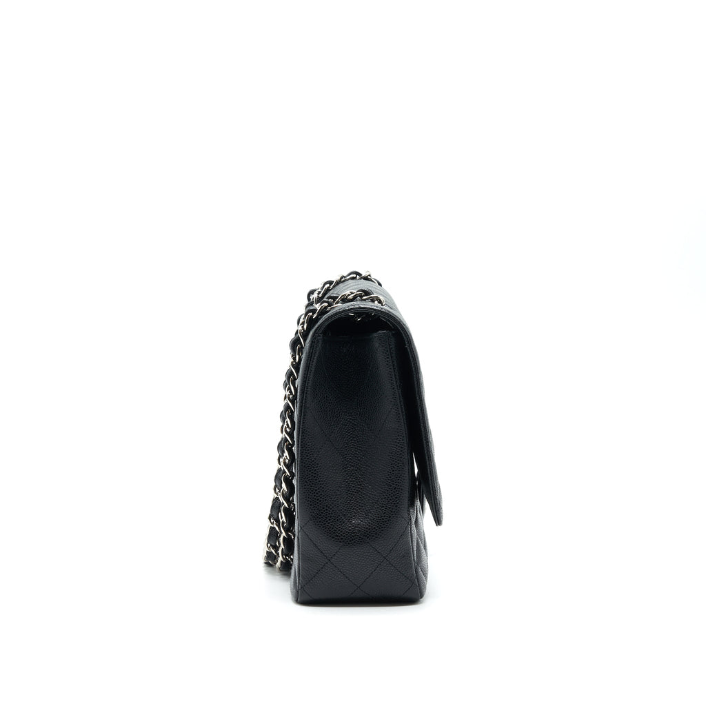 CHANEL CAVIER CLASSIC MAXI SINGLE FLAP BAG BLACK SHW