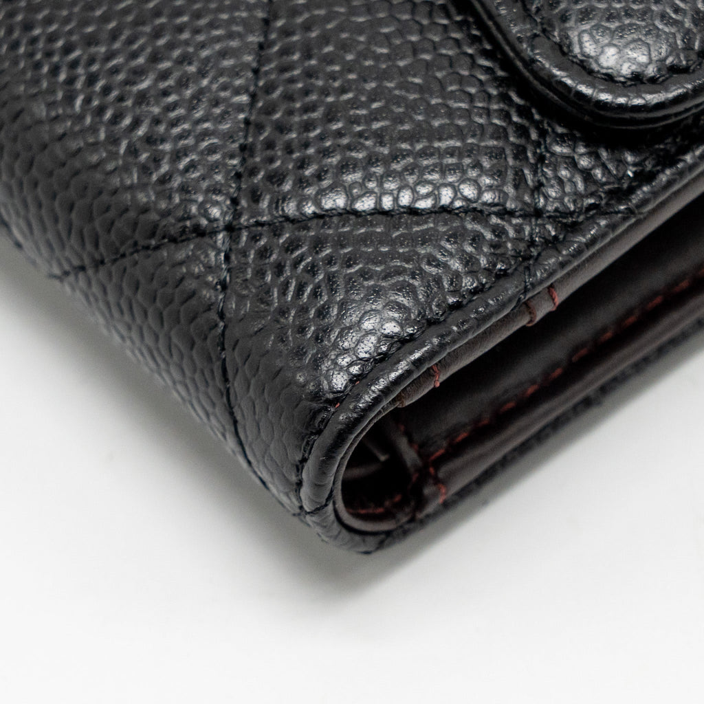 CHANEL CLASSIC CC FLAP LONG WALLET CAVIAR BLACK GHW