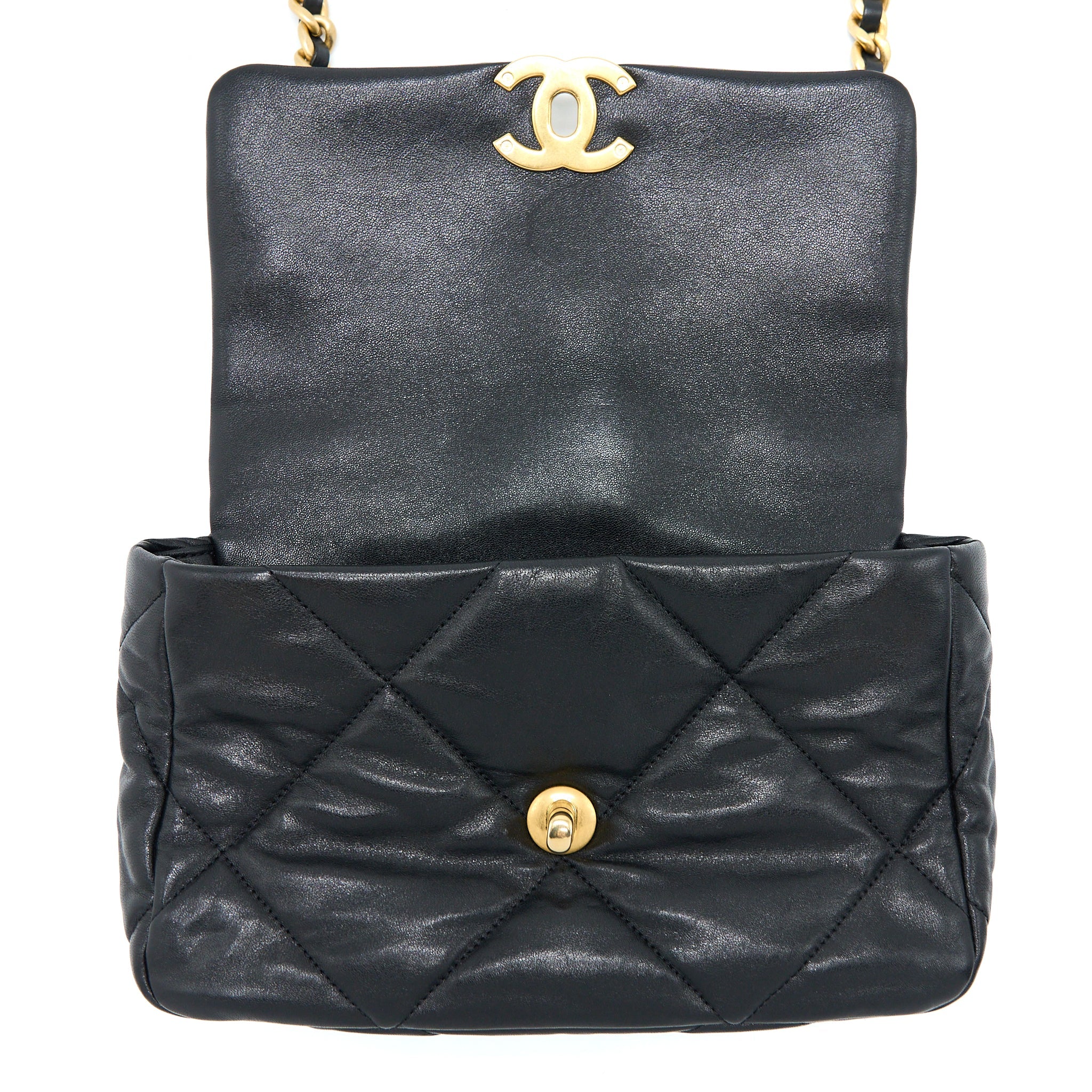 CHANEL SMALL 19 BAG GOATSKIN BLACK MULTICOLOUR HARDWARE