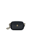CHANEL CAMERA BAG LEATHER/ CANVAS BLACK GHW