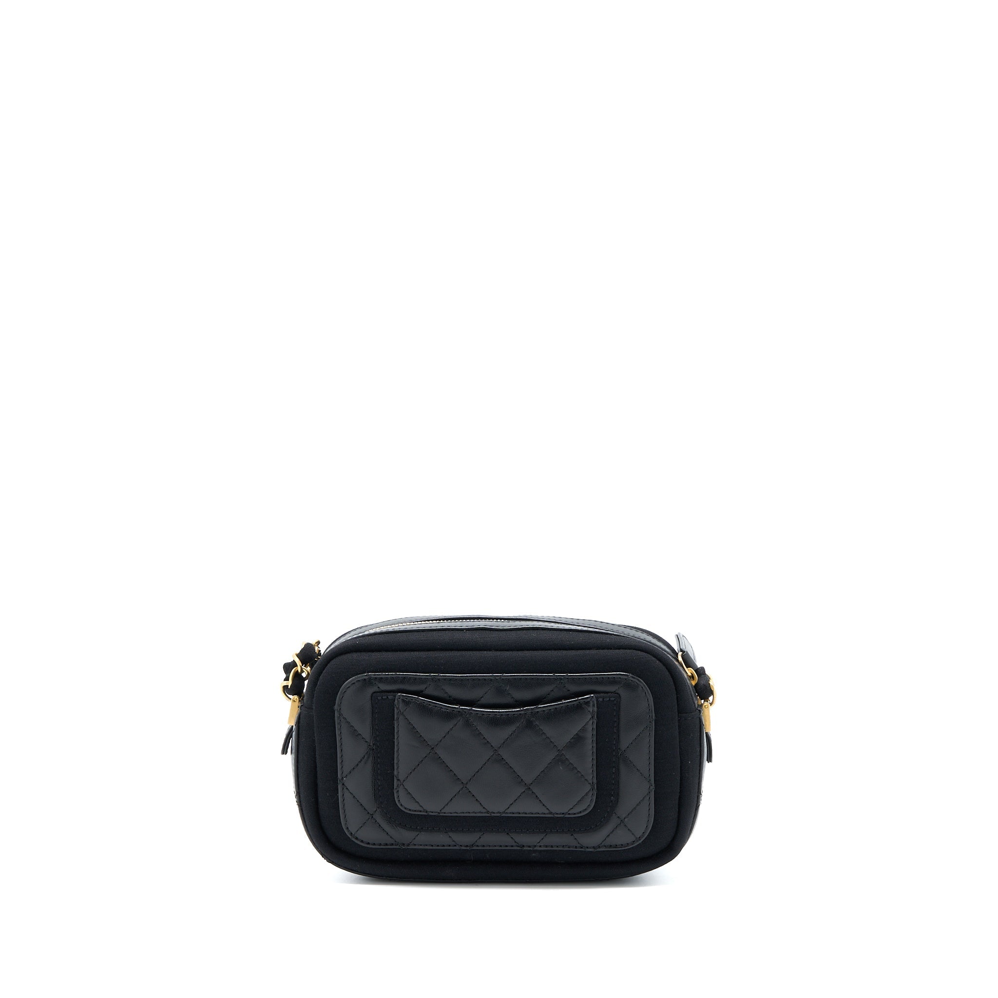 CHANEL CAMERA BAG LEATHER/ CANVAS BLACK GHW