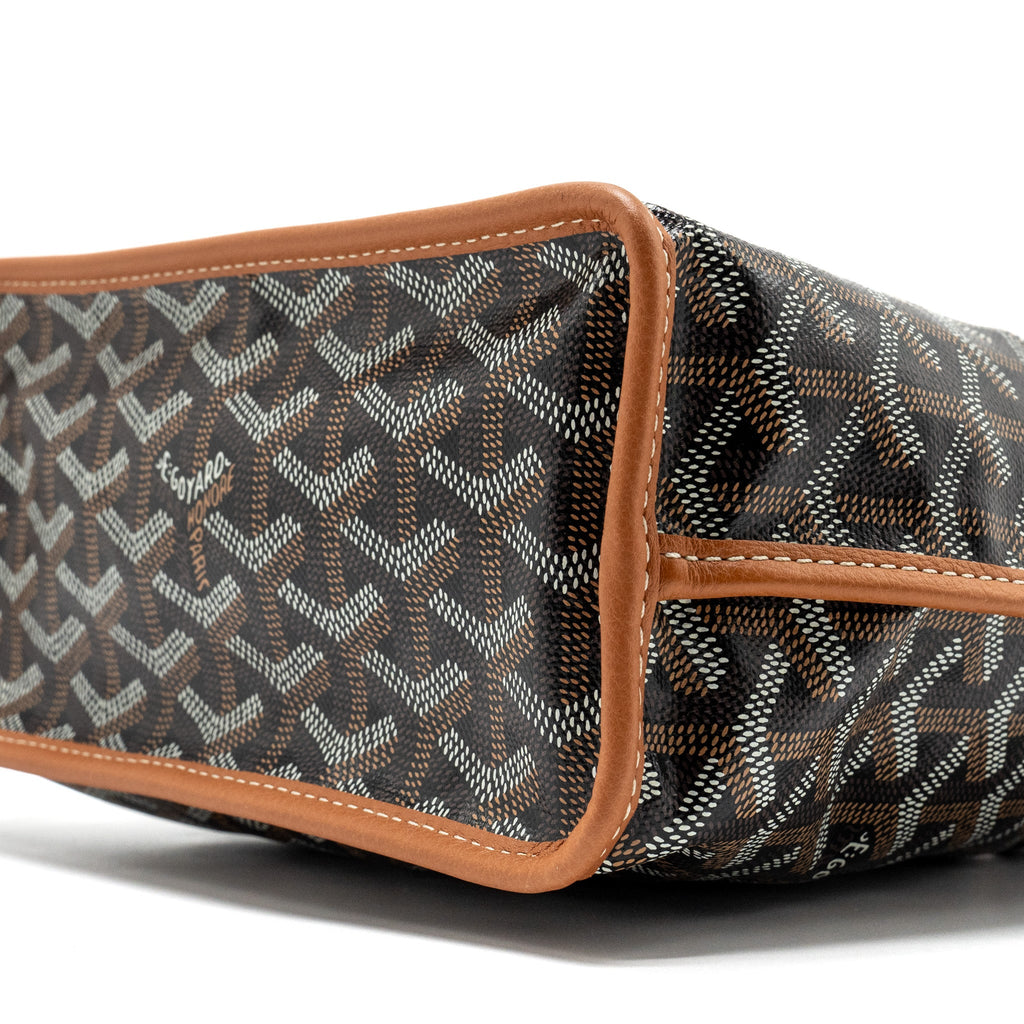GOYARD ANJOU MINI TOTE BAG GOYARDLINE CANVAS/CALFSKIN BLACK/TAN SHW