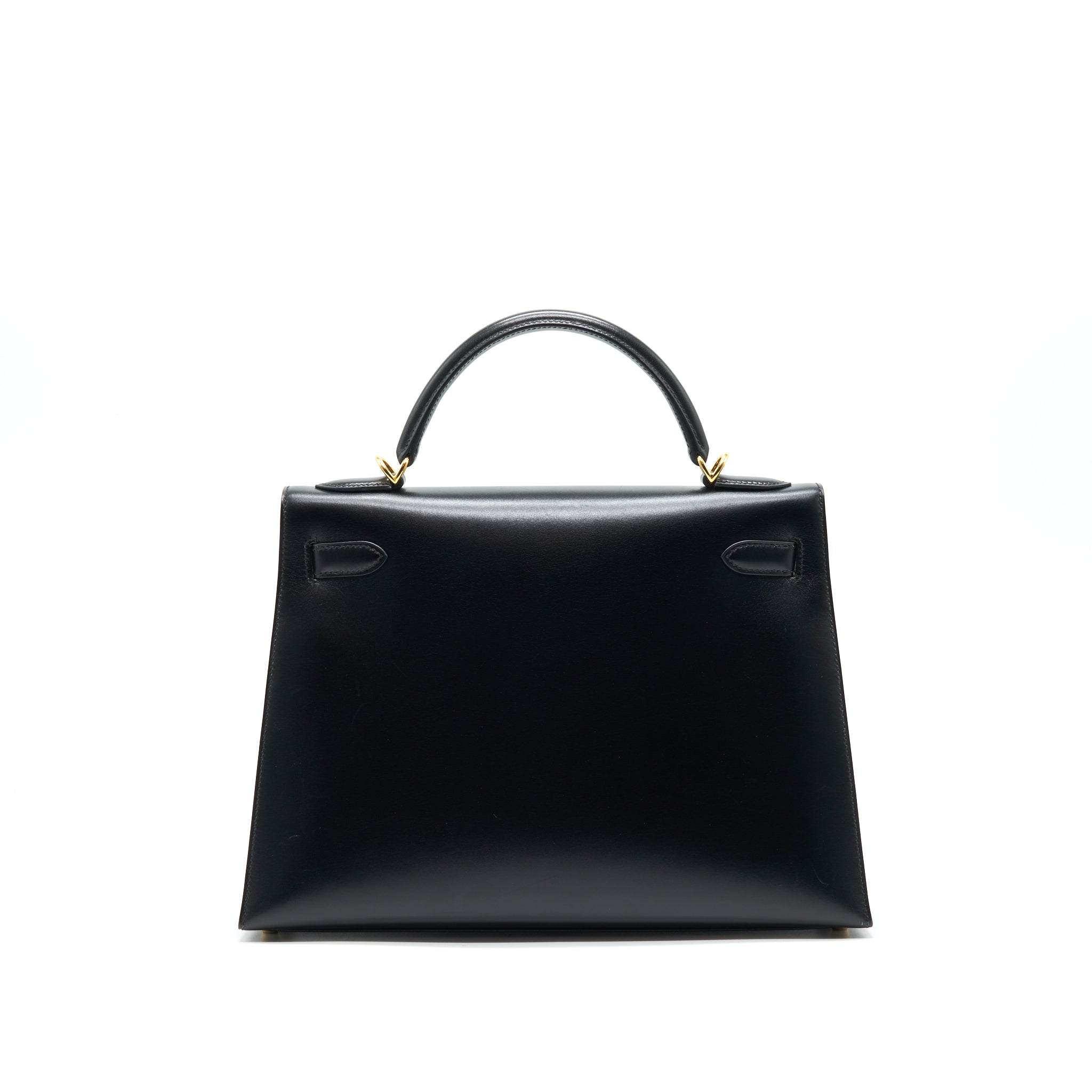 HERMES KELLY32 BOX LEATHER BLACK GHW (SHOULDER STAP MISSING)