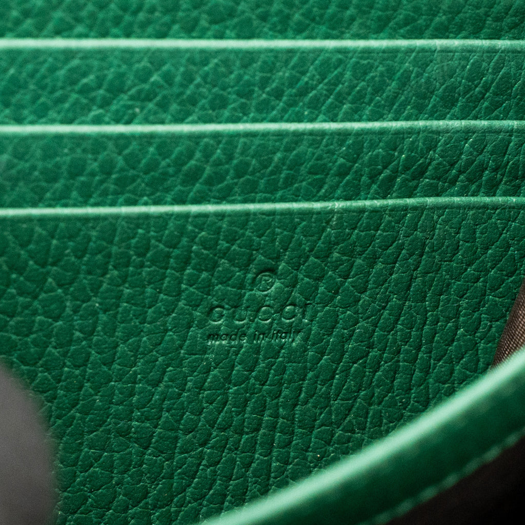 GUCCI DIONYSUS WALLET ON CHAIN CALFSKIN GREEN MULTICOLOUR HARDWARE