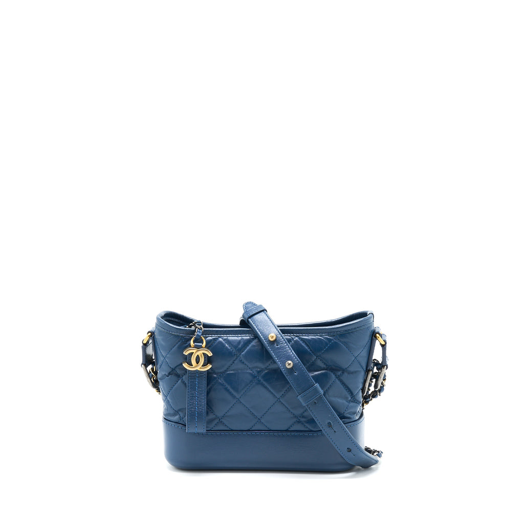CHANEL SMALL GABRIELLE HOBO BAG BLUE MULTICOLOUR HARDWARE