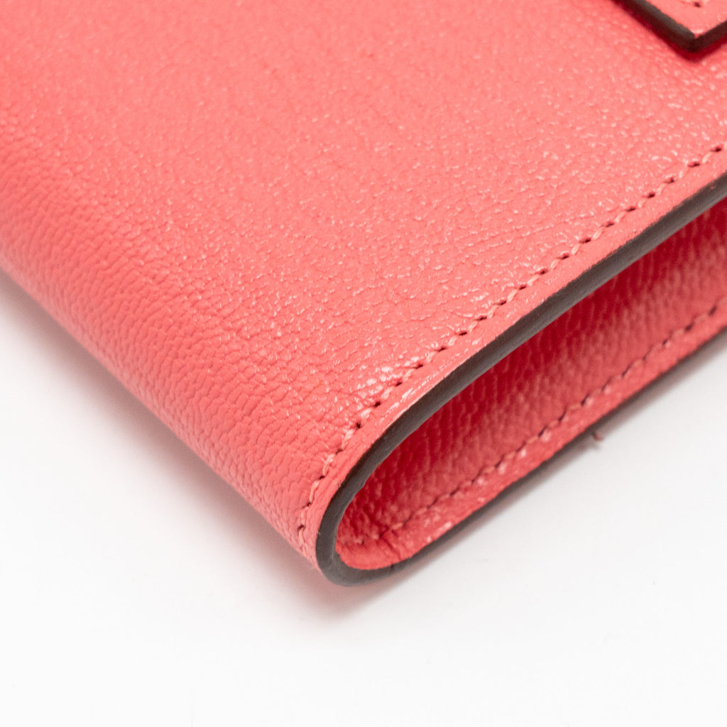 HERMES KELLY LONG WALLET CHÈVRE MYSORE ROSE LIPSTICK GHW