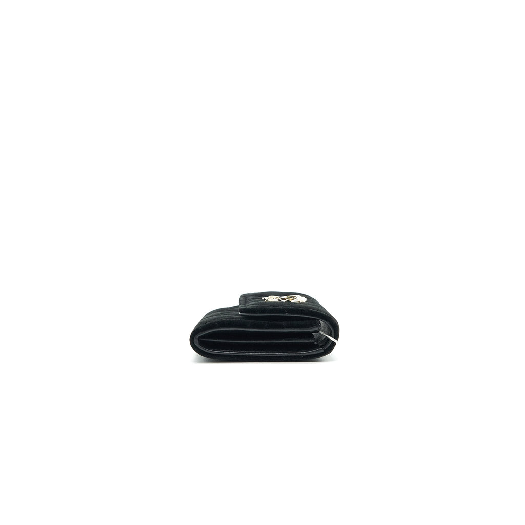 CHANEL VELVET CC CRYSTAL LOGO SMALL FLAP WALLET