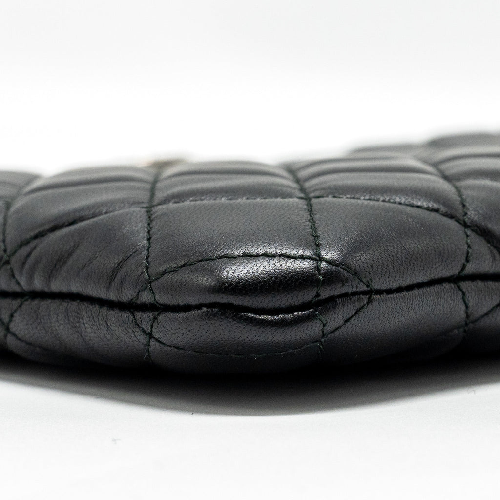 CHANEL BOY POUCH LAMBSKIN BLACK RUTHENIUM  HARDWARE