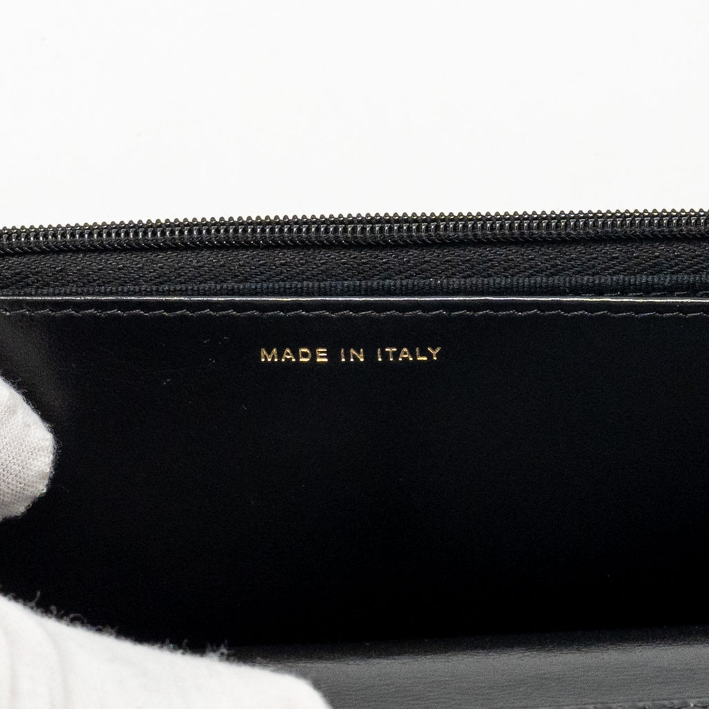 CHANEL WALLET ON CC DETAILED CHAIN SHINY LAMBSKIN BLACK GHW (MICROCHIP)