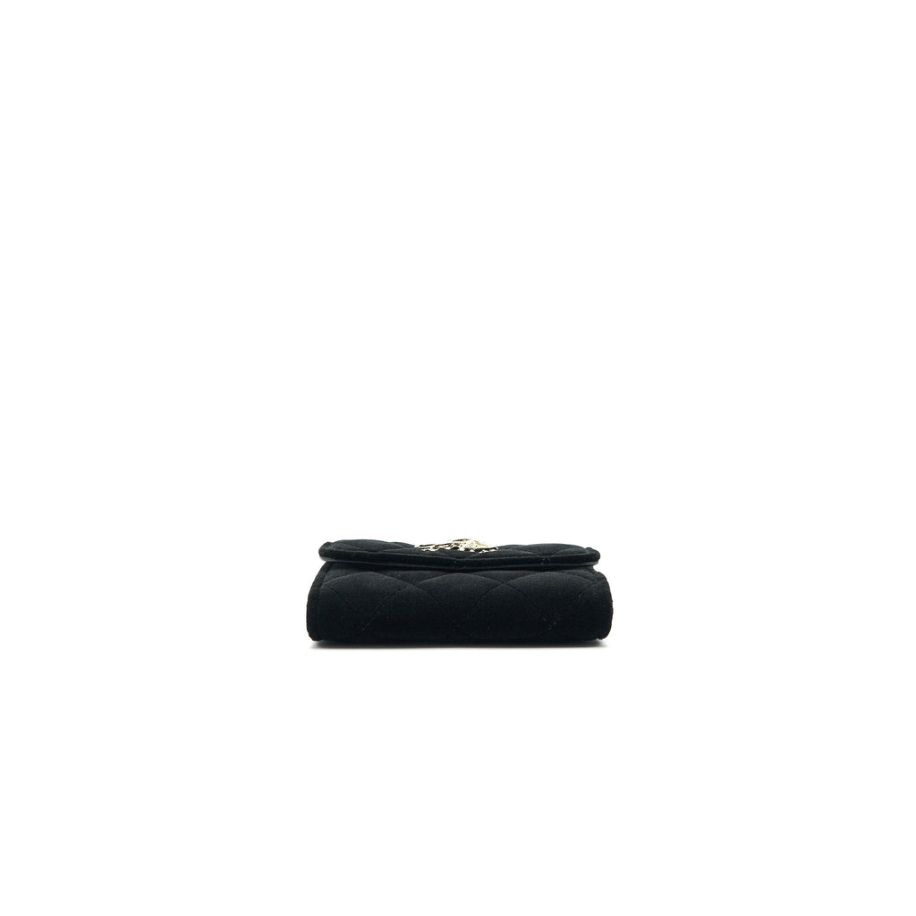 CHANEL VELVET CC CRYSTAL LOGO SMALL FLAP WALLET