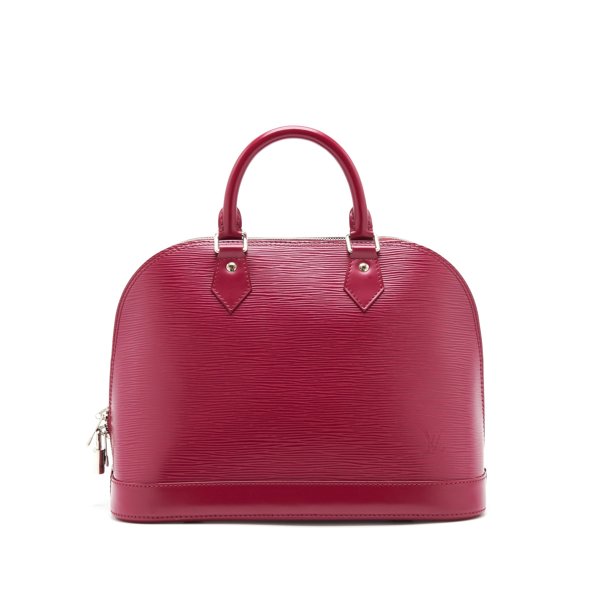 LOUIS VUITTON ALMA PM EPI DARK RED SHW WITH INITIAL J.Y ON KEY TAG