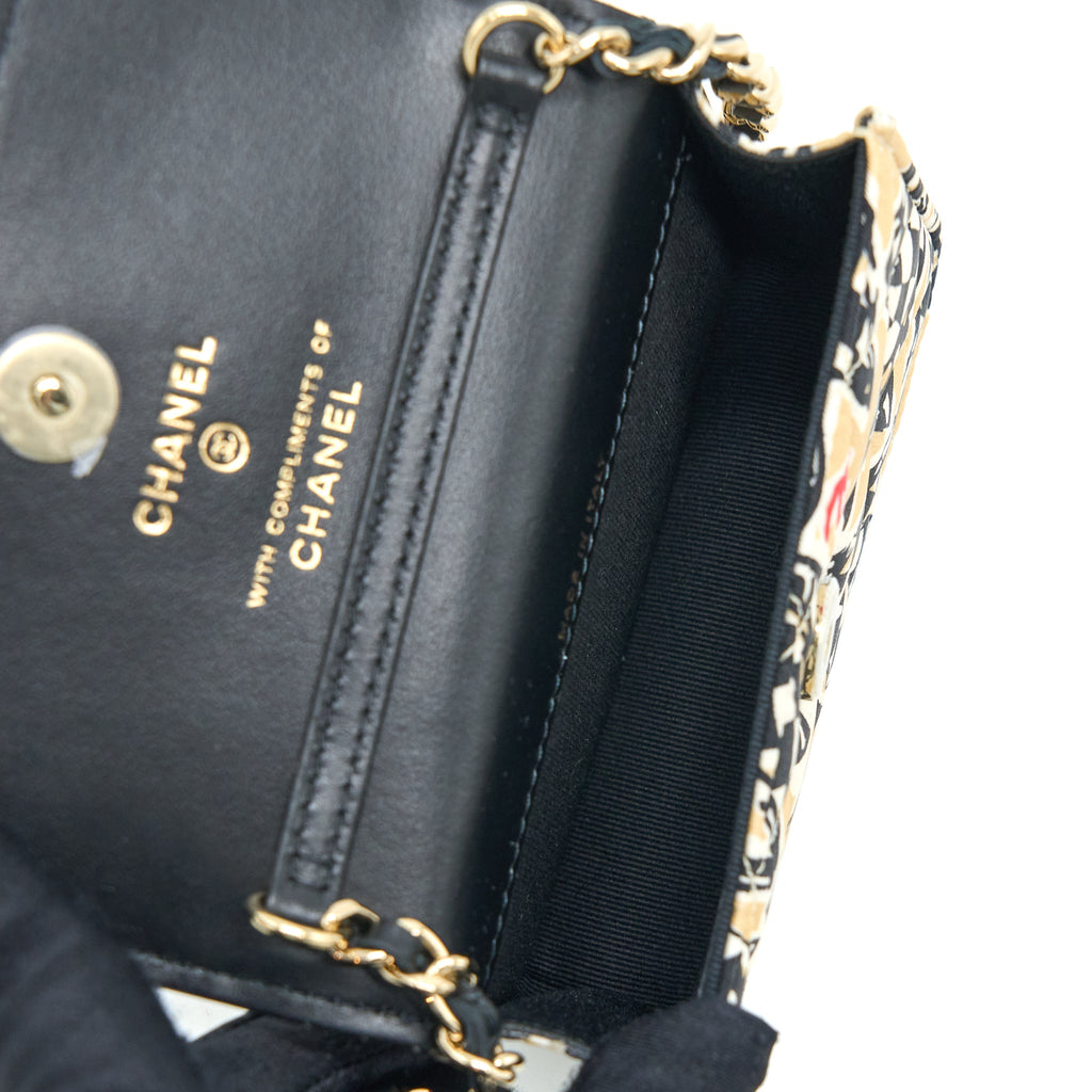 CHANEL MINI CLUTCH WITH CHAIN FABRIC MULTICOLOURED LGHW (MICROCHIP)
