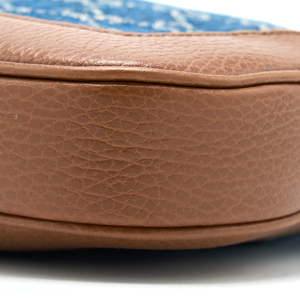 GUCCI JACKIE 1961 SMALL SHOULDER BAG DENIM/LEATHER BLUE/BROWN GHW