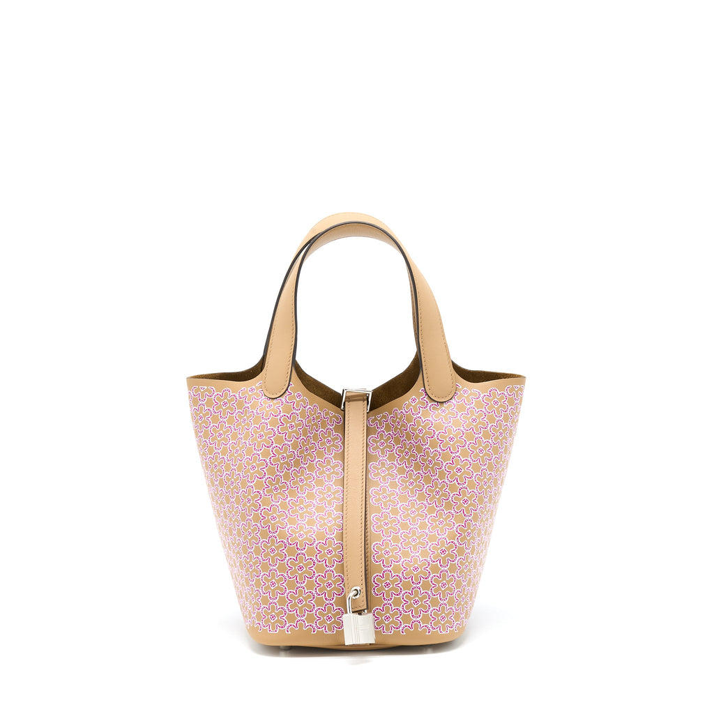 HERMES PICOTIN 18 LUCKY DAISY SWIFT CHAI/ROSE/BLANC SHW