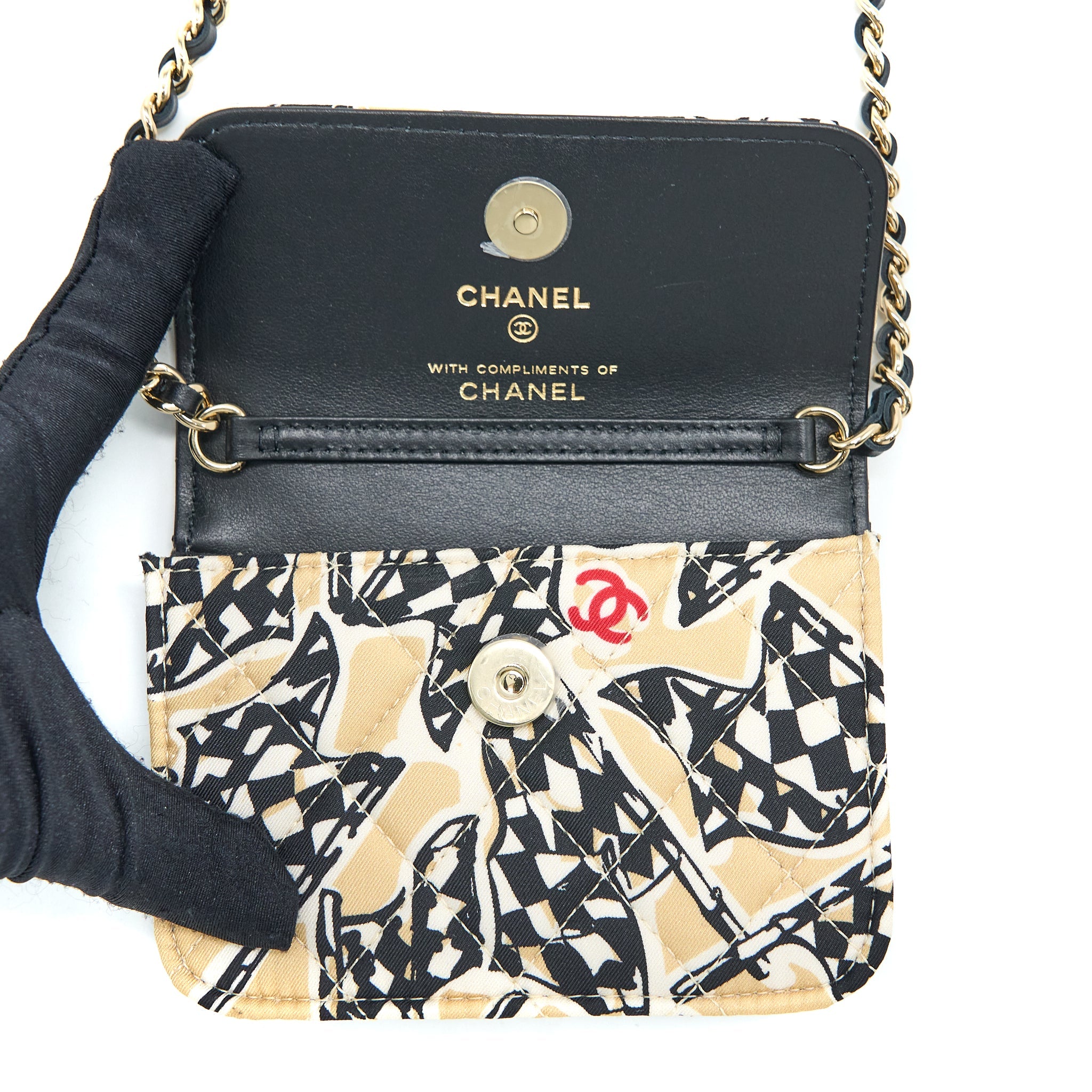CHANEL MINI CLUTCH WITH CHAIN FABRIC MULTICOLOURED LGHW (MICROCHIP)