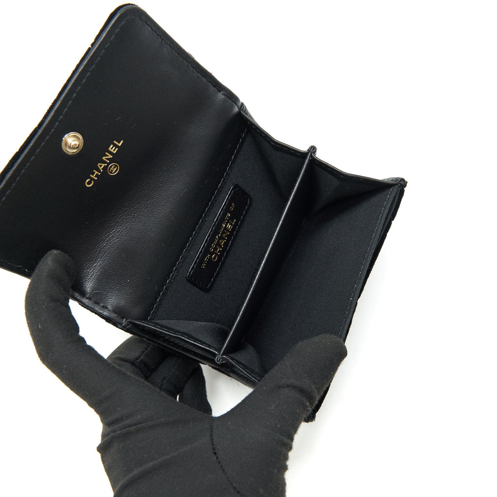 CHANEL VELVET CC CRYSTAL LOGO SMALL FLAP WALLET