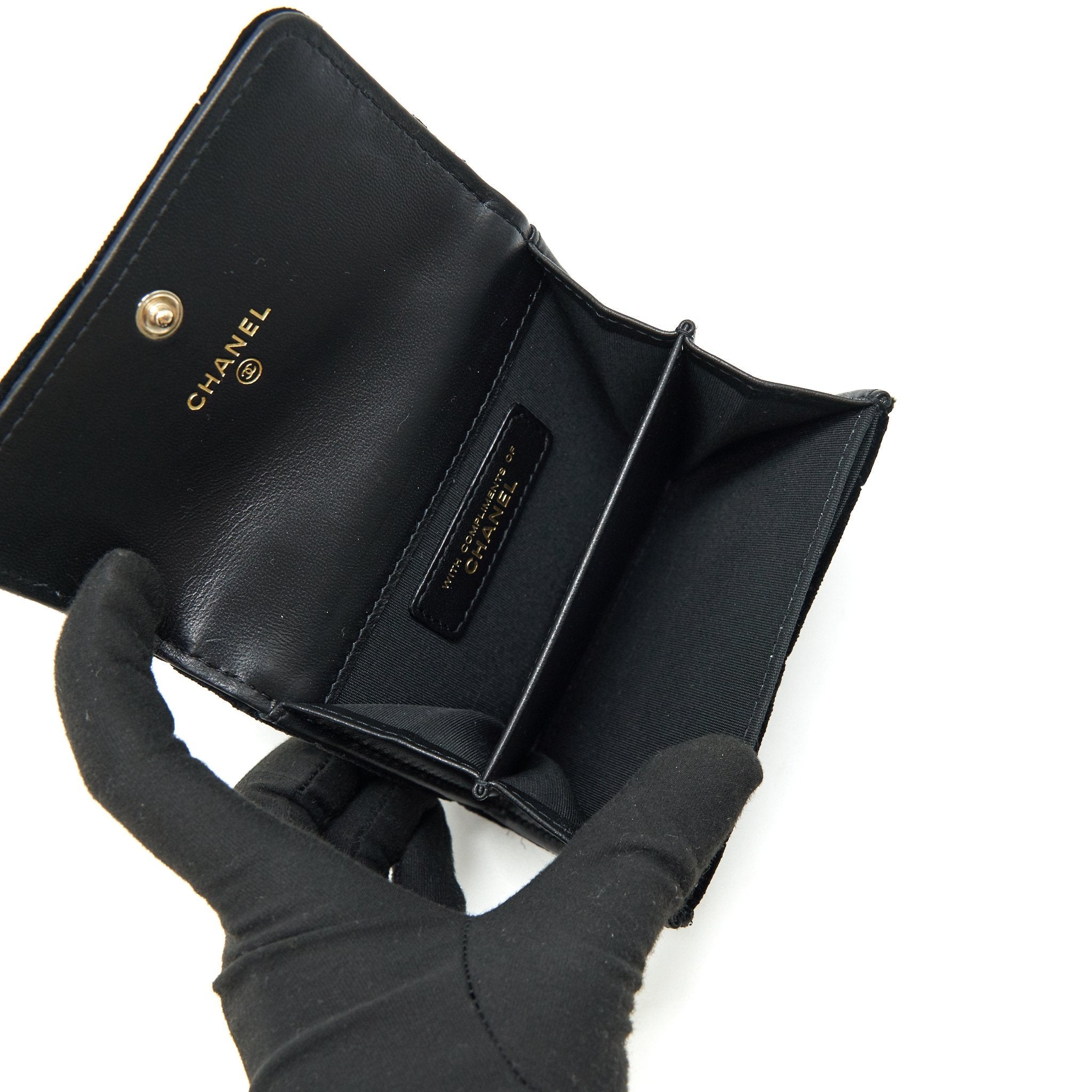 CHANEL VELVET CC CRYSTAL LOGO SMALL FLAP WALLET