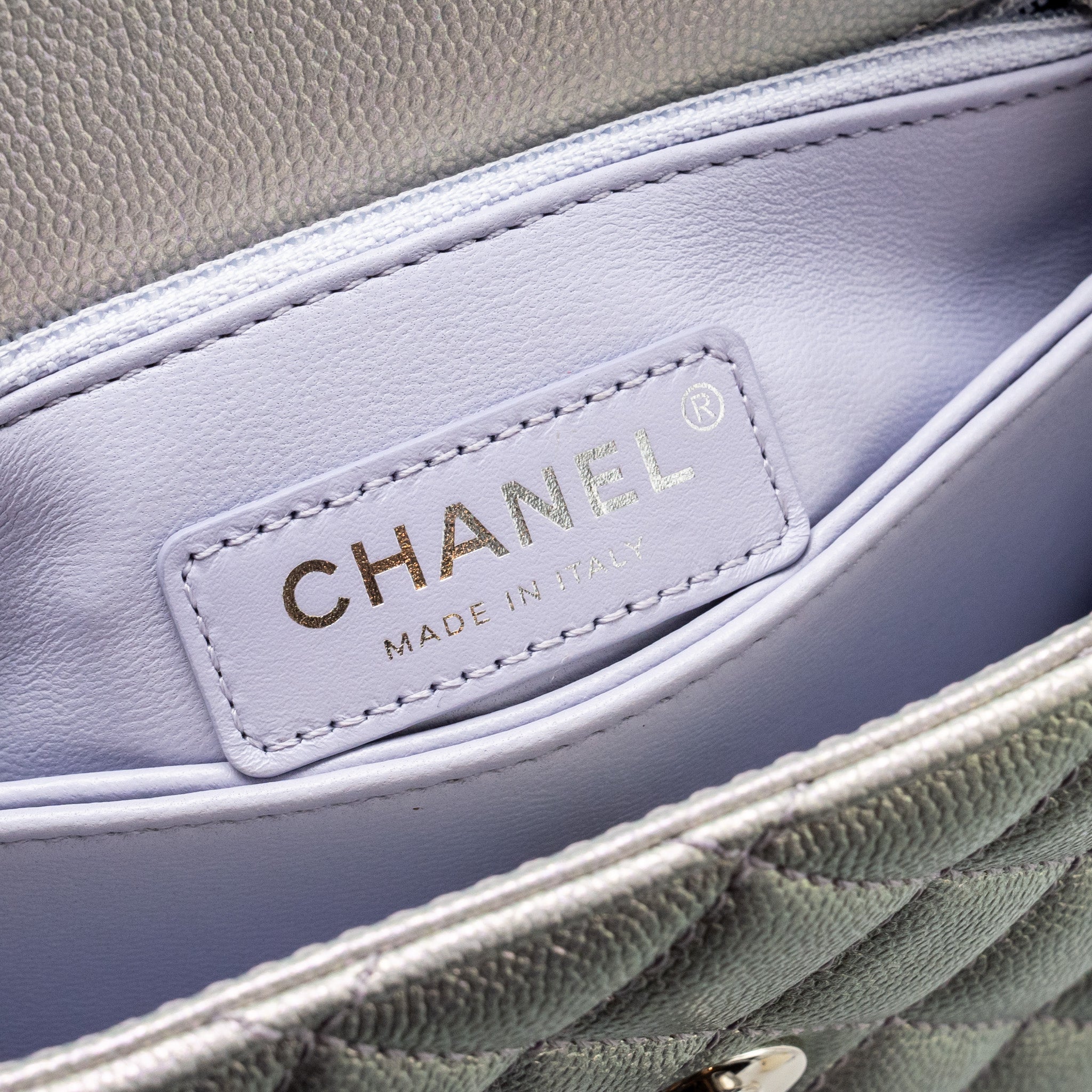 CHANEL SMALL COCO HANDLE CAVIAR IRIDESCENT LIGHT BLUE MULTICOLOUR HARDWARE(MICROCHIP)
