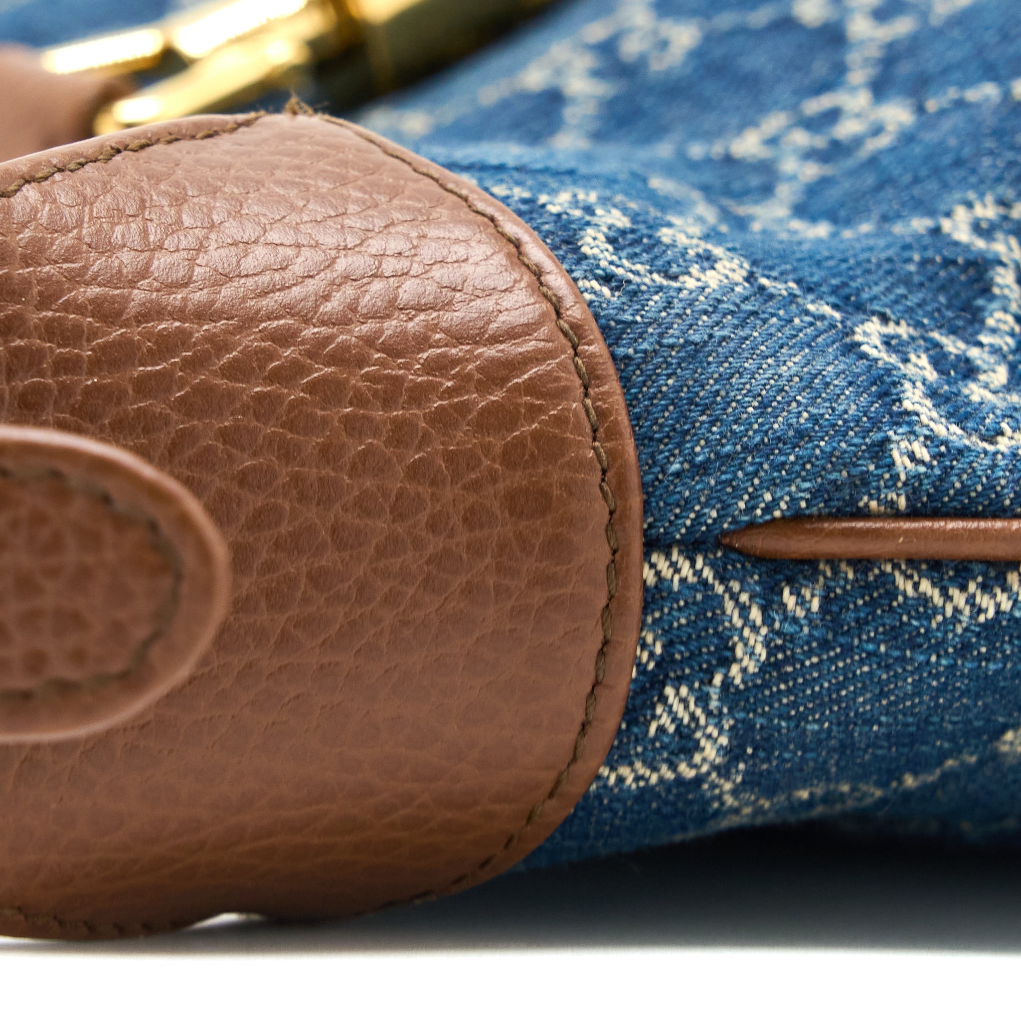 GUCCI JACKIE 1961 SMALL SHOULDER BAG DENIM/LEATHER BLUE/BROWN GHW